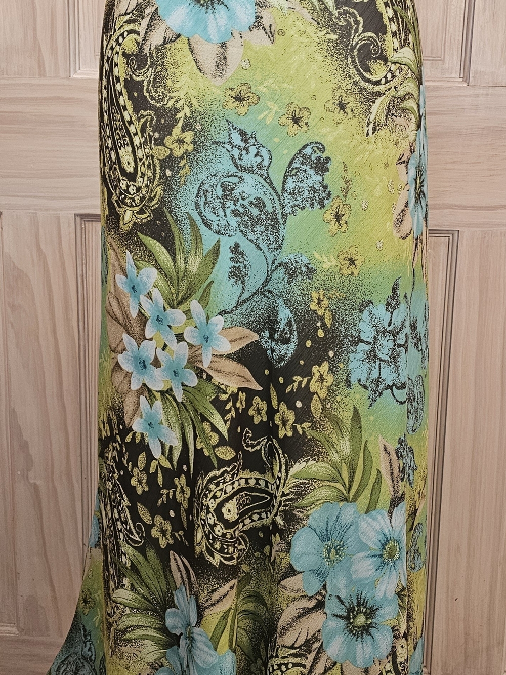 Lane Bryant Aqua, Lime And Brown Printed Maxi Skirt In Size 18/20